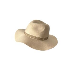 Lucky Brand Womens Wool Fedora Hat Beige Oatmeal Wide Brim Boho  OS